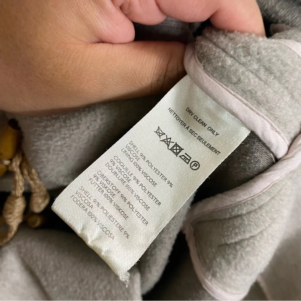 Free People Alma Duffle Coat Gray Tassel Long Length‎ Size Medium MISSING BELT